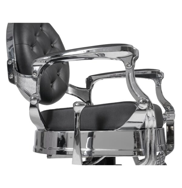 Barber Chair Texas Silver Black Zijkant Hendel