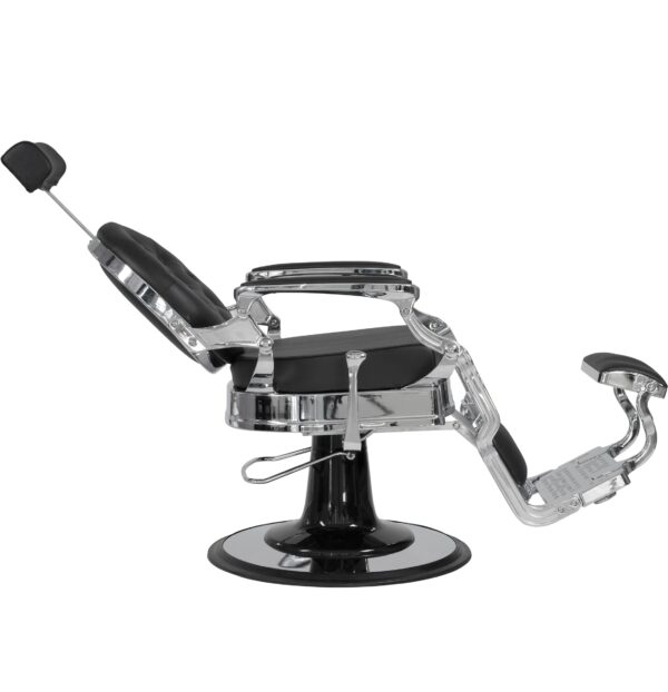 Barber Chair Texas Silver Black Zijkant Liggend