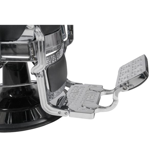Barber Chair Texas Silver Black Zijkant Voetsteun