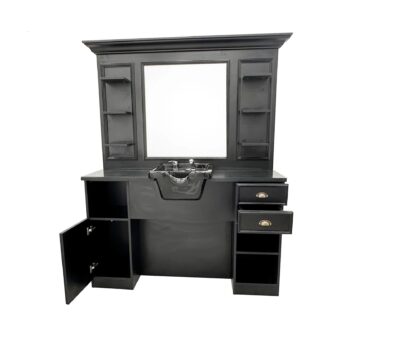Barberunit schwarz Holz