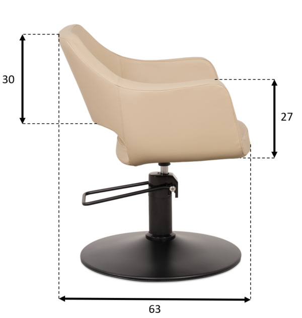 Kappersstoel Sevilla Beige Dimensions Side